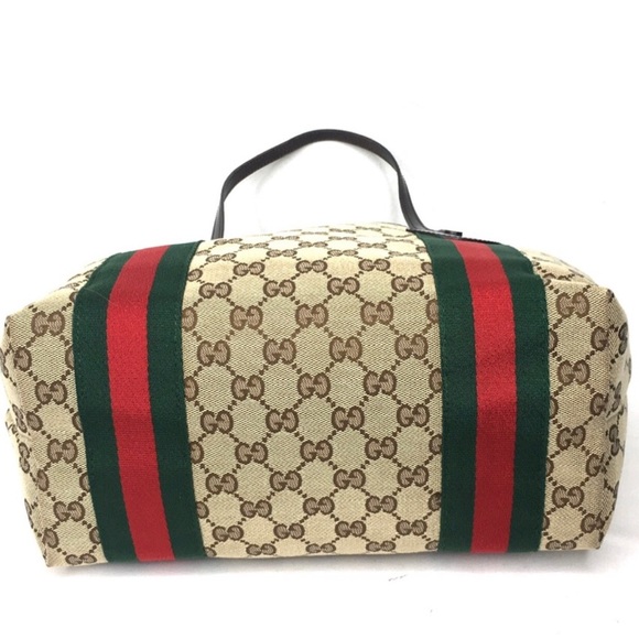 Authentic Gucci brown monogram canvas tote ribbon accents - Picture 13 of 16